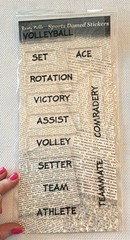 Rusty Pickle Sports Domed Stickers Volleyball Words Black White 476