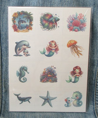 MERMAID UNDER THE SEA TEMPORARY TATTOOS 8 Sheets Birthday Party Favor BIN-1