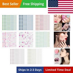 1320 Pieces Self Adhesive Pearl Stickers for DIY Crafts 8 Sheets Colorful Flat B