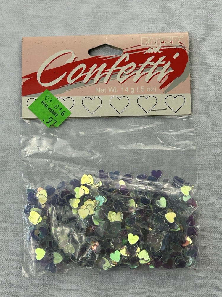 Vintage Paper Art Confetti Hearts Holographic Craft Supply NOS 2010