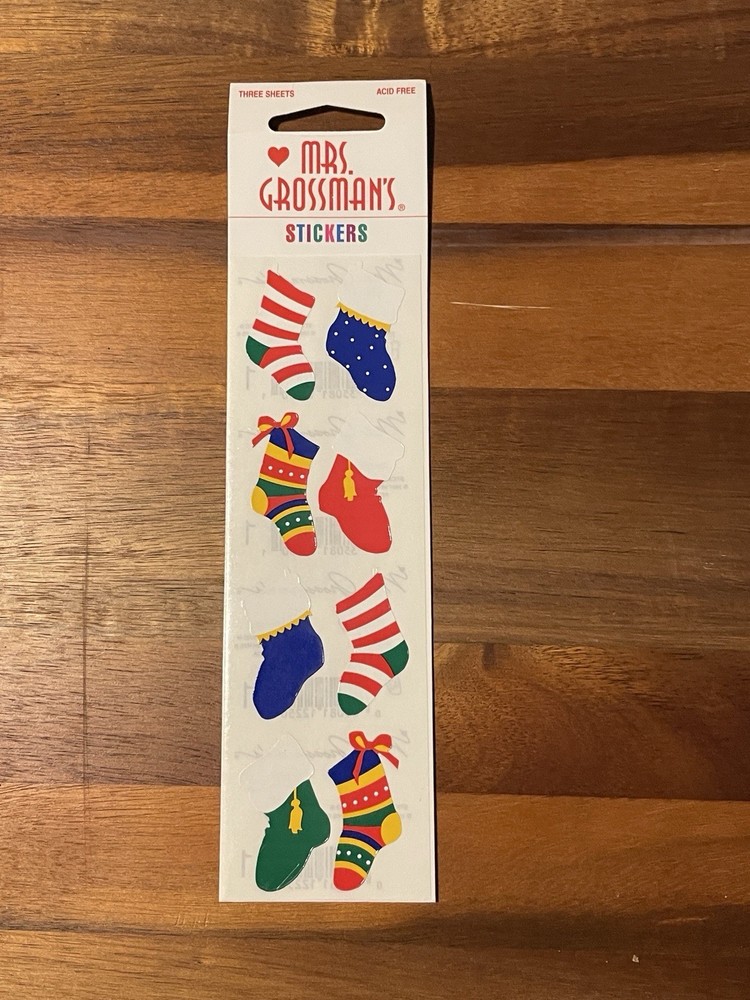 Mrs. Grossman’s Lot of 3 Strips Brand New in Package Christmas Stocking Stickers