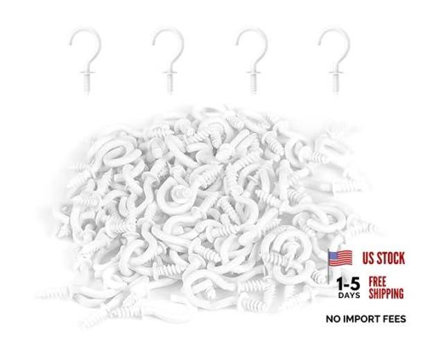 1/2 Inch Small Screw Hooks – Mini Metal Twist in Hooks – 100 Pcs – White