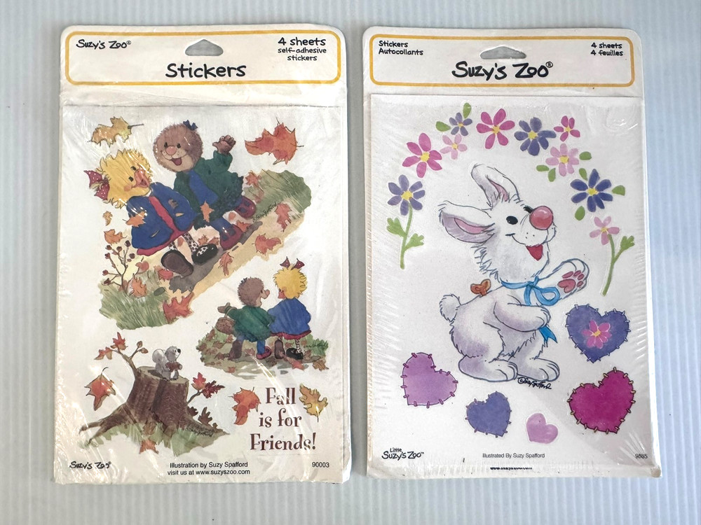 2 Pkgs. Vintage Suzy’s Zoo Easter & Fall Sticker Sheets ~ 4 Sheets Per Pack
