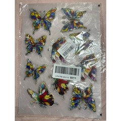 Stained Glass Butterfly Stickers Multi-Color Decorative Decals 10-Piece Set