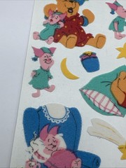 Vintage Disney Fuzzy Winnie The Pooh Piglet Stickers Sandylion – 1 Sheet NOP