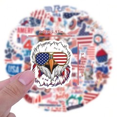 50 PC USA 4th of July American Patriotic Independence Day Stickers Waterproof