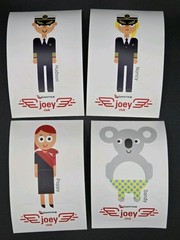 Lot of 7 Qantas Airways Joey Club Stickers Australia Airline