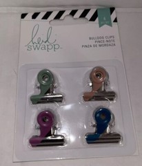 Heidi Swapp Bulldog Clips 1″ 4/Pkg. 4 Different Colors. Fun Design. New In Pack