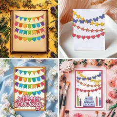 Colorful Party Banner Die Cuts – Metal Cutting Dies for Scrapbooking & Card Maki