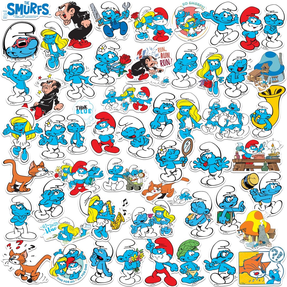THE SMURFS VARIETY DIE CUT VINYL 50 CT STICKER PACK