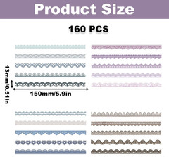 160PCS Lace Scrapbook Stickers, Vintage Transparent Aesthetic Stickers, Self Adh