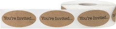 You’re Invited Labels Natural Kraft 1 x 2 Inch Oval 500 Total Stickers