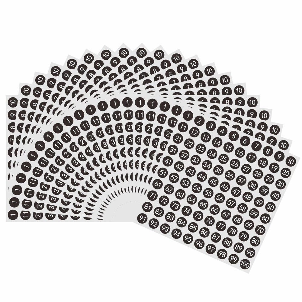 2000pcs 1 to 100 Number Labels 0.4 inch Round Dot Stickers for Inventory Stor…