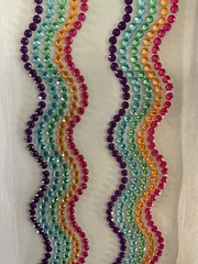 Rhinestone Rainbow Border Adhesive Gem/Stickers 2 Strips (each 1-foot length)