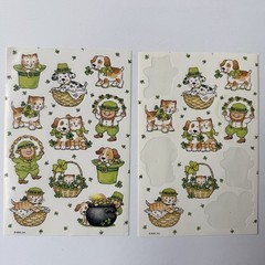 Hallmark AGC St Patricks Day Stickers Lot 6 Sheets Cats Smiley Prism Shamrock