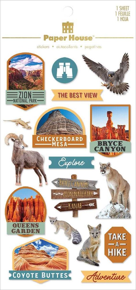 Crafts 3D Layered Stickers PH National Parks Bryce Zion Checkerboard Queens Hike
