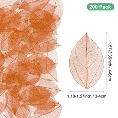 200-Pack Skeleton Leaves, Natural Rubber Leaves Vein[4-6cm, Skin Color]