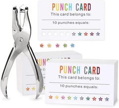 Fun Reward Punch Cards for Teachers & Parents – 200 Pack with Hole Puncher