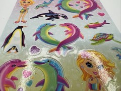 Vintage Lisa Frank Sticker Sheet NEW Unused S1251 Vibrant Retro Dolphin Surfer