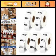 5000 PCS White Round Sequential Number Labels 1″ – 5 Rolls for Inventory & Wareh