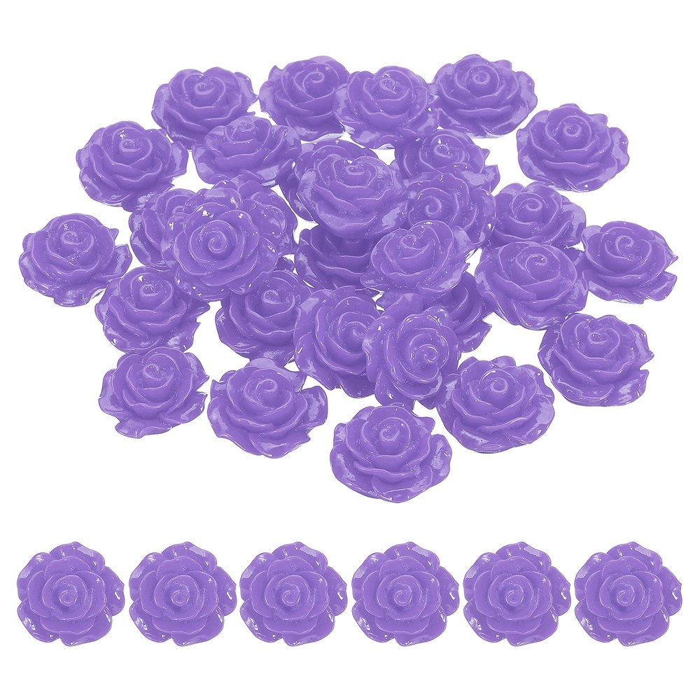 20mm Rose Flower Resin Cabochon, 30 Pcs Mini Rose Flower Resin, Violet