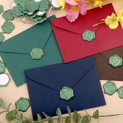 50Pcs Heart Wax Seal stickers Pine Green Self Adhesive Envelope Seal Stickers