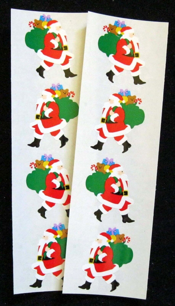 Mrs Grossman Two Vintage 2×6 inch Sheets ‘Santa’ Stickers (c-1994)