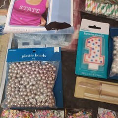 HUGE Crafting Lot Stickers Beads Straws Clothespins Pearls Candles Rulers Crafts