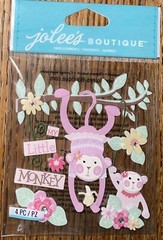 Jolees Baby Girl My Little Monkey Scrapbook Stickers New Toddler Kids Pink Play