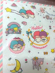 Vintage 1976 Sanrio Little Twin Stars Large Mascot Stickers Seals Sheet 8 x 10
