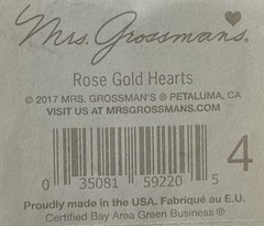 ROSE GOLD HEART Metallic Stickers(2pc)Mrs.Grossman’s •Valentine’s•Card Making•