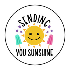 30 SENDING YOU SUNSHINE STICKERS ENVELOPE SEALS LABELS 1.5″ ROUND ICE CREAM