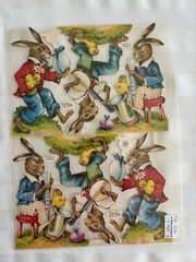 Vintage PZB Paul Zoecke Berlin Easter No. 1254 Die Cut Bunny Germany 6 Hinged