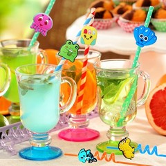 100 Pcs Pencil Topper Decoration,Mixed Style Pen Straw Clips Toppers Charms f…