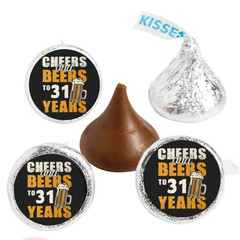 Cheers And Beers to 31 Years Mini Kiss Candy Labels | 31st Birthday Sticker