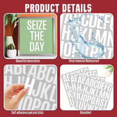 10 Sheet Letter Stickers – 2 Inch White Vinyl Self Adhesive Alphabet Stickers St
