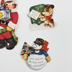 Vintage Christmas Stickers Victorian Santa Angels Lot Candle Dog Elf Kitten Snow