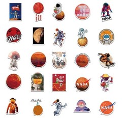 50pcs NASA MARS Stickers, Perseverance Mars Rover, Occupy Mars, Waterproof, 144