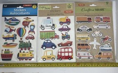 Transportation Pop Up Stickers 3 Sheets Approx 2-3×1-2 Inch Car Plane Truck Boat