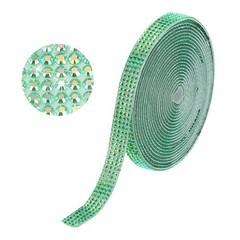 Self Adhesive Rhinestone Strips 3 Yards 0.3 Inch for Craft,Dark Green AB