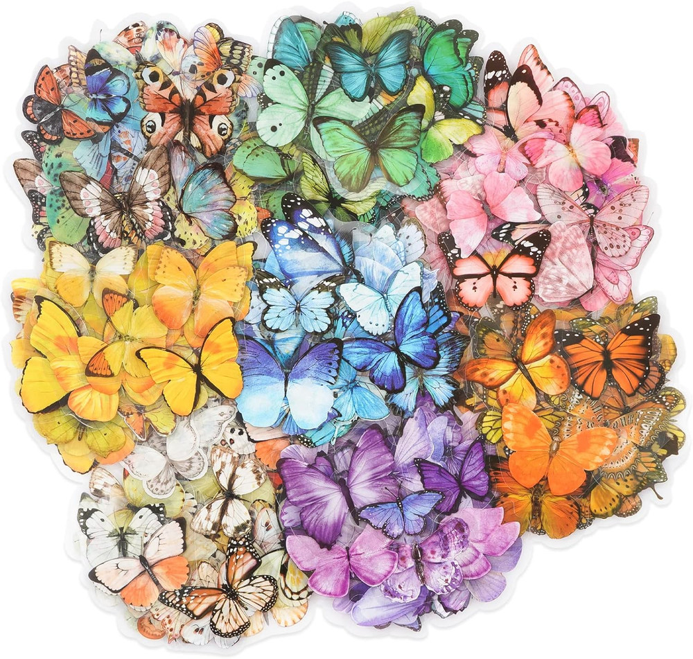 Butterfly Stickers Set (320 Pieces) Transparent Colorful Butterflies Resin Stick