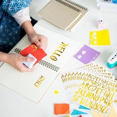 416 Pcs Gold Letter Stickers, 8 Sheets Cursive Alphabet Stickers, 1″ & 1.5″, …