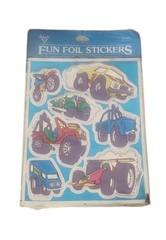 Vintage 80s Fun Foil Shinies Stickers Hallmark Race Cars Monster Truck Jeep