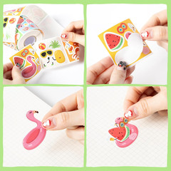 300Pcs Summer Face Stickers Roll Watermelon Pineapple Flamingo DIY Crafts