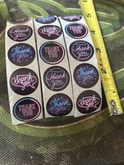 15PCS PURPLE Thank You Decals Labels Craft Stickers 1in