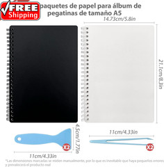 2 Pack Reusable Sticker Book Collecting Album Contains 30+30 Blank Release Paper