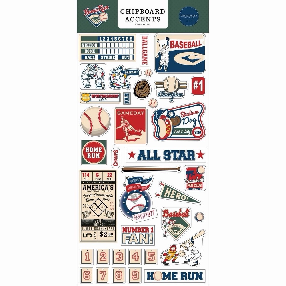 Carta Bella ~ HOME RUN ~ Chipboard Accents