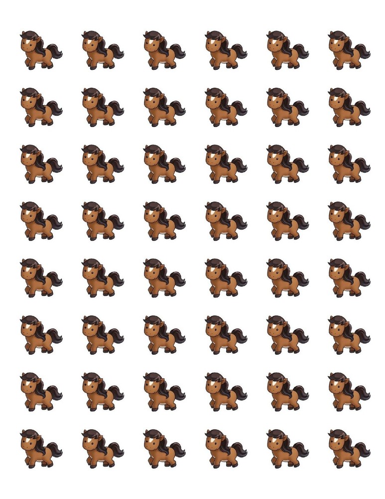 48 CUTE PONY HORSE ENVELOPE SEALS LABELS STICKERS 1.2″ ROUND