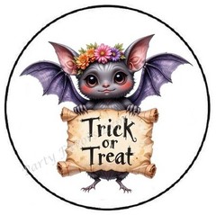 TRICK OR TREAT BAT HALLOWEEN ENVELOPE SEALS LABELS STICKERS PARTY FAVORS