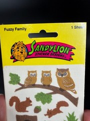 Vintage Sandylion Fuzzy Owl Squirrels Stickers Sealed 90s Toys R Us Scrapbook